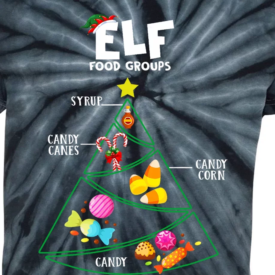 Food Groups Christmas Pajama Xmas Kids Tie-Dye T-Shirt