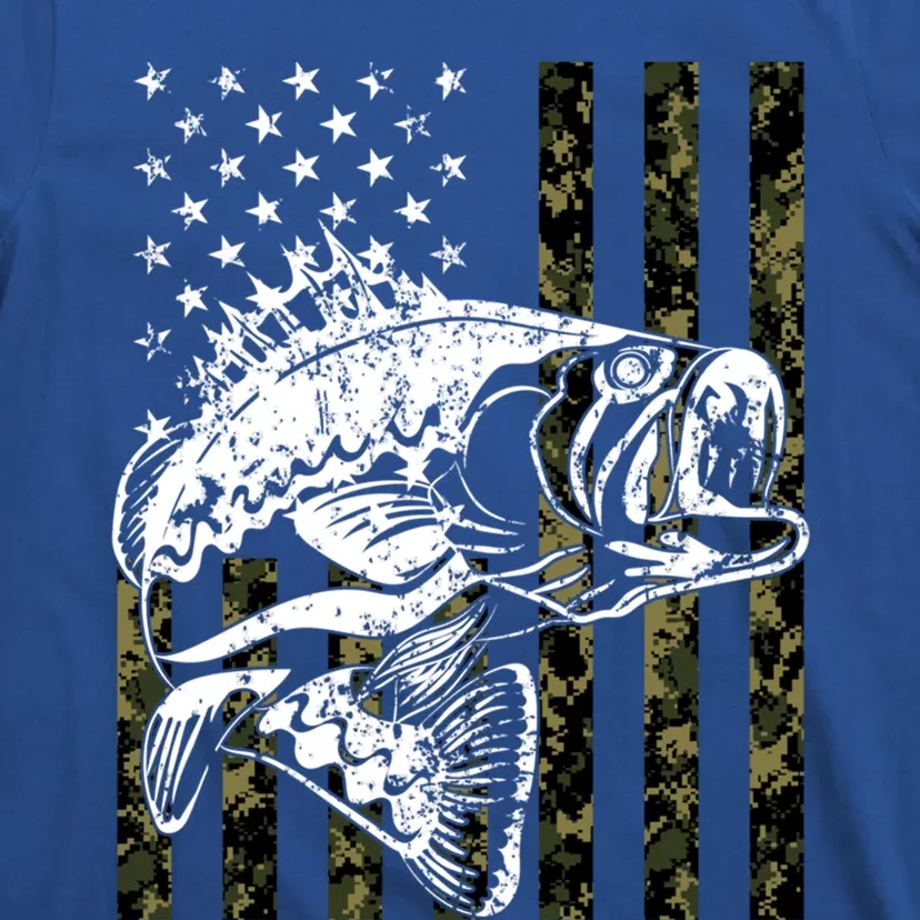 Fishing Gift Camouflage American Flag Fisher T-Shirt