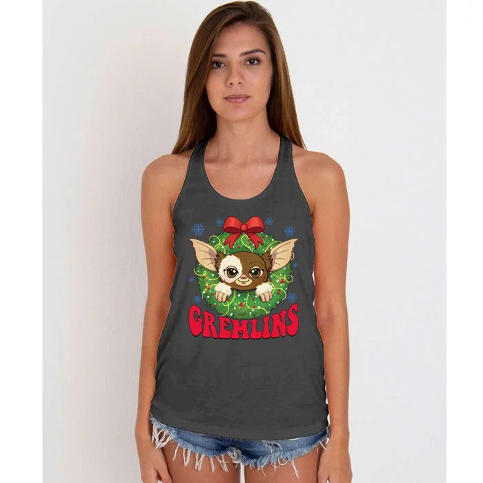 Funny Gremlins Christmas Tree Christmas Movie Christmas Gremlin Women's Knotted Racerback Tank