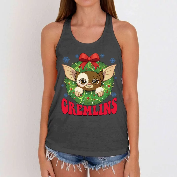 Funny Gremlins Christmas Tree Christmas Movie Christmas Gremlin Women's Knotted Racerback Tank