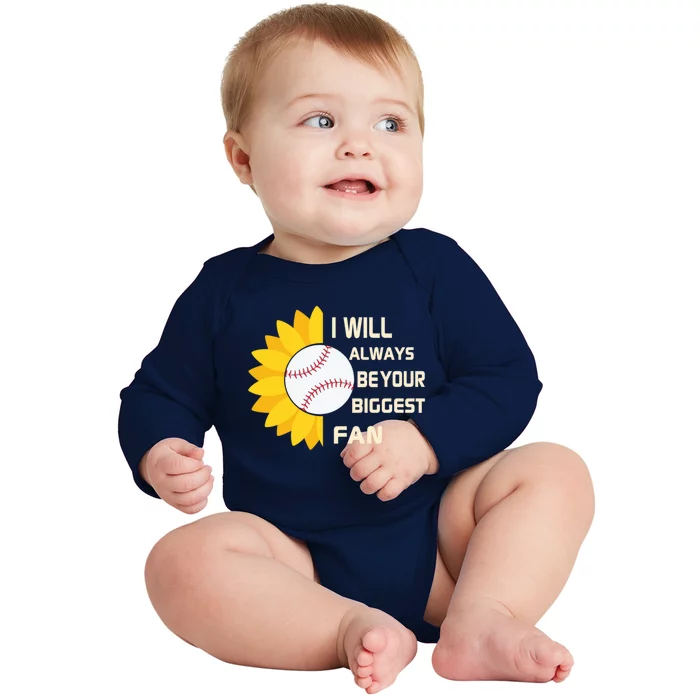 Funny Graphic Cute Baseball Sunflower Your Biggest Baseball Gift Baby Long Sleeve Bodysuit