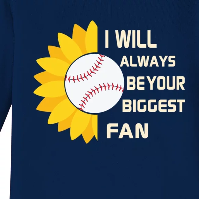 Funny Graphic Cute Baseball Sunflower Your Biggest Baseball Gift Baby Long Sleeve Bodysuit