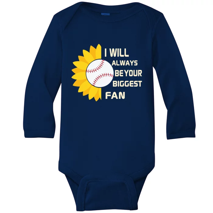 Funny Graphic Cute Baseball Sunflower Your Biggest Baseball Gift Baby Long Sleeve Bodysuit