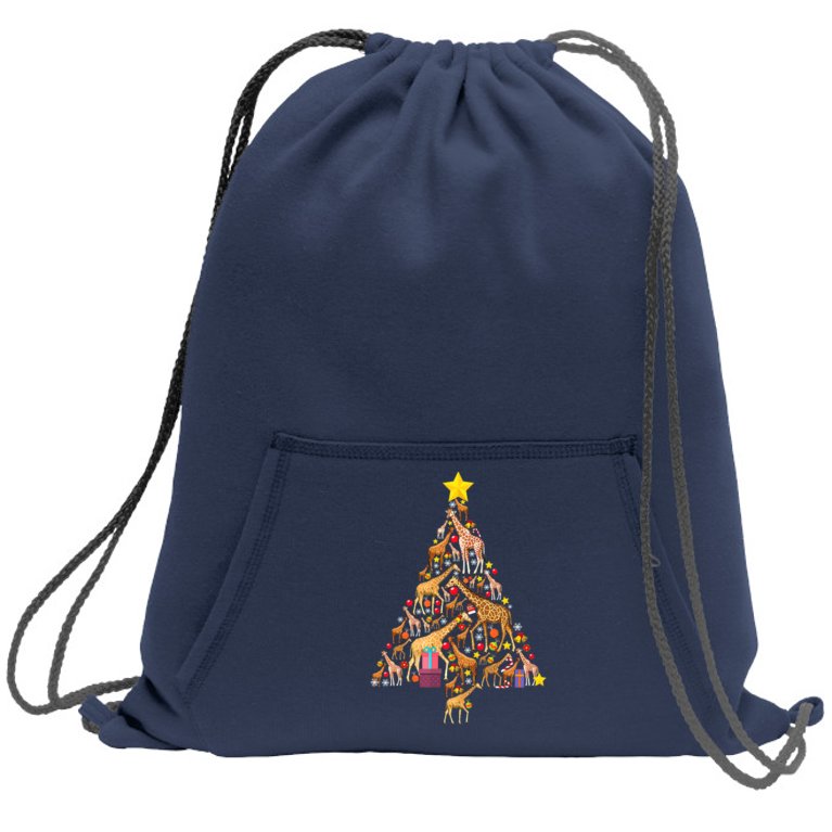 Funny Giraffe Christmas Tree Zookeeper Xmas Sweatshirt Cinch Pack Bag