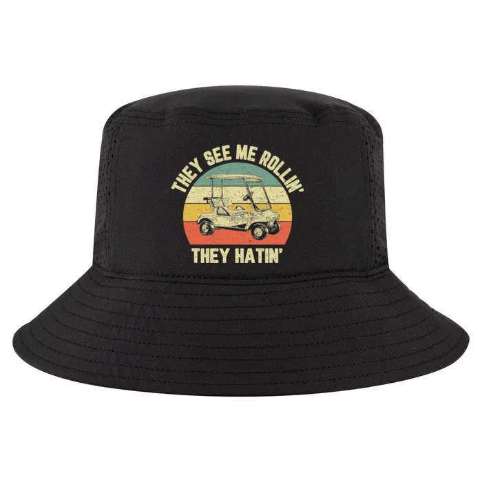 Funny Golf Cart See Me Rollin They Hatin Humor Cool Comfort Performance Bucket Hat