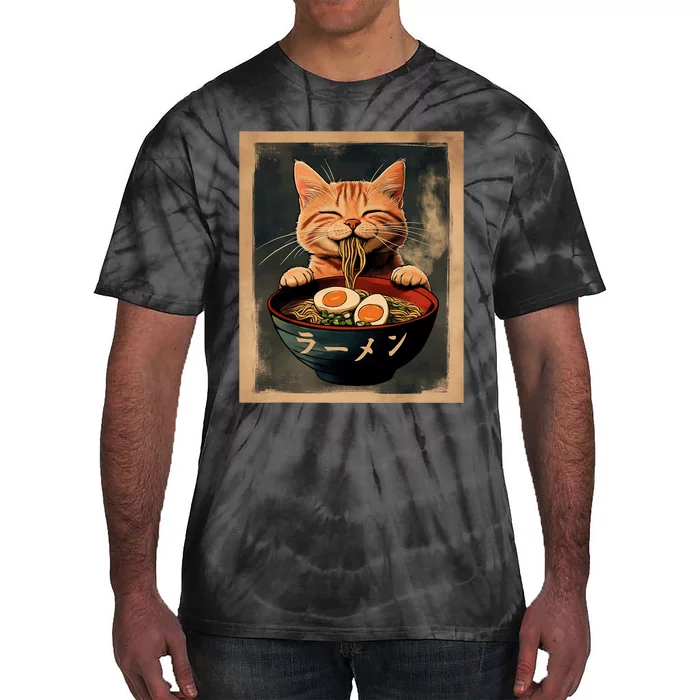 Funny Ginger Cat Ramen Japanese Graphic Kawaii Anime Tie-Dye T-Shirt