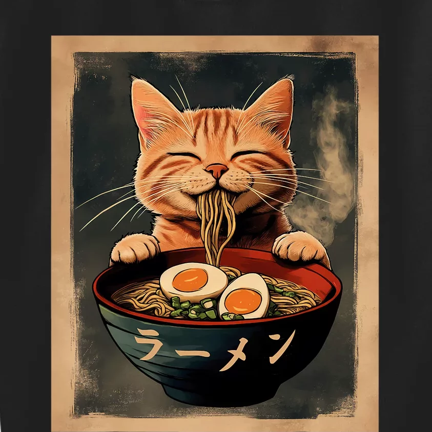 Funny Ginger Cat Ramen Japanese Graphic Kawaii Anime Kids Sweatshirt