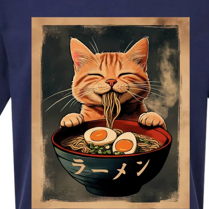 Funny Ginger Cat Ramen Japanese Graphic Kawaii Anime Sueded Cloud Jersey T-Shirt