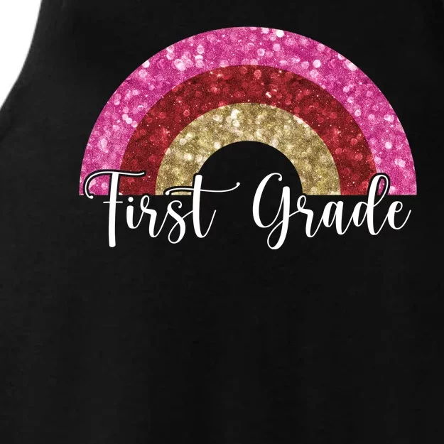 First Grade Cute Rainbow Back To School Ladies Tri-Blend Wicking Tank