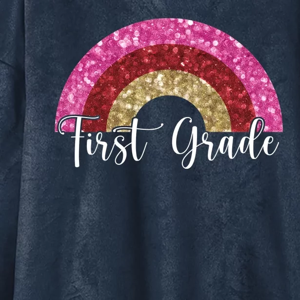 First Grade Cute Rainbow Back To School Hooded Wearable Blanket