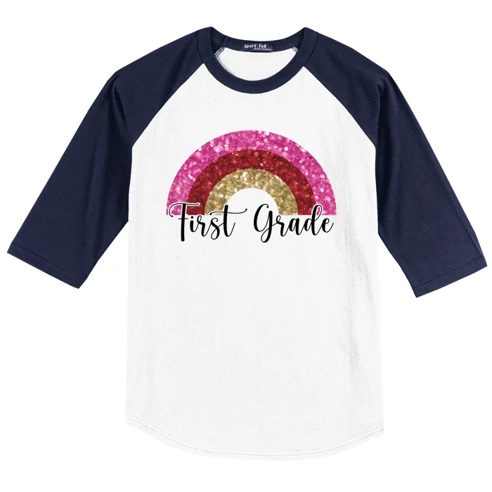 First Grade Cute Rainbow Back To School Baseball Sleeve Shirt