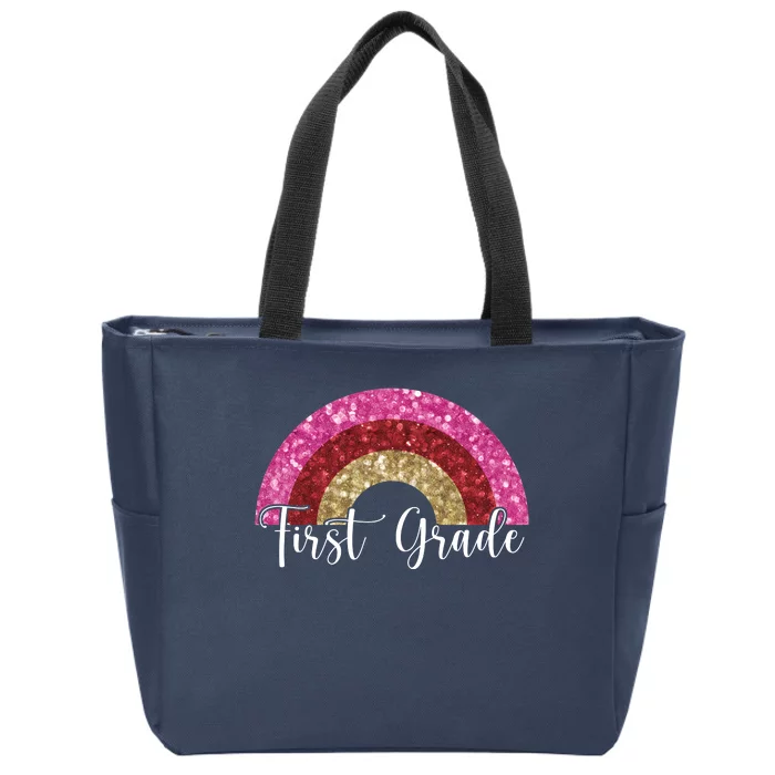 First Grade Cute Rainbow Back To School Zip Tote Bag