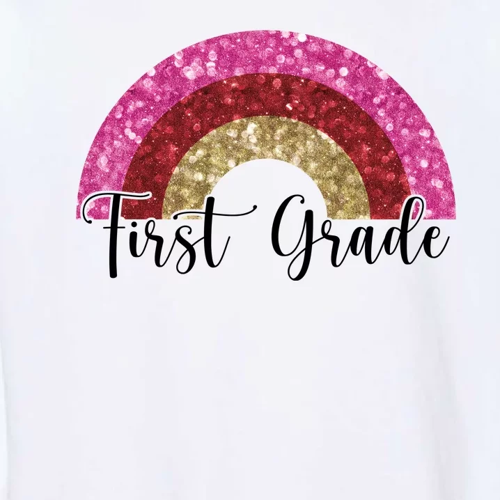 First Grade Cute Rainbow Back To School Garment-Dyed Sweatshirt