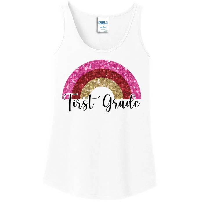 First Grade Cute Rainbow Back To School Ladies Essential Tank