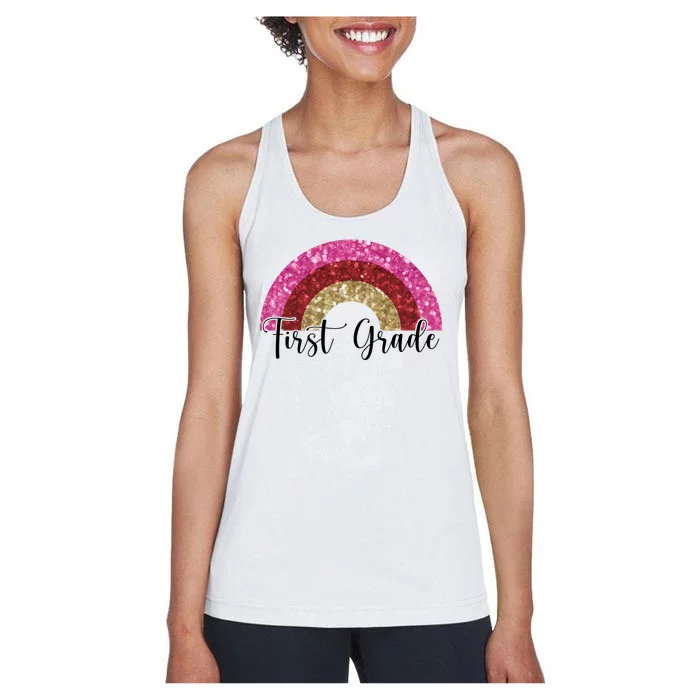 First Grade Cute Rainbow Back To School Women's Racerback Tank