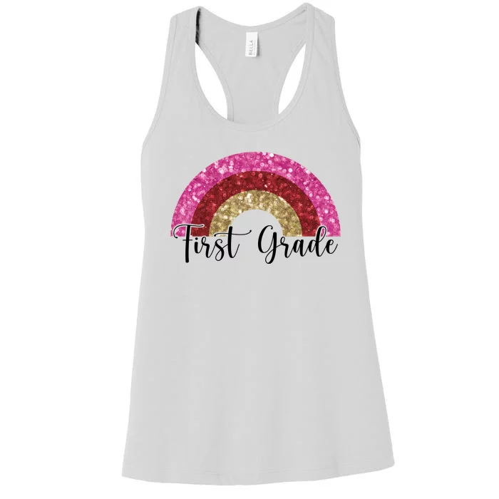 First Grade Cute Rainbow Back To School Women's Racerback Tank