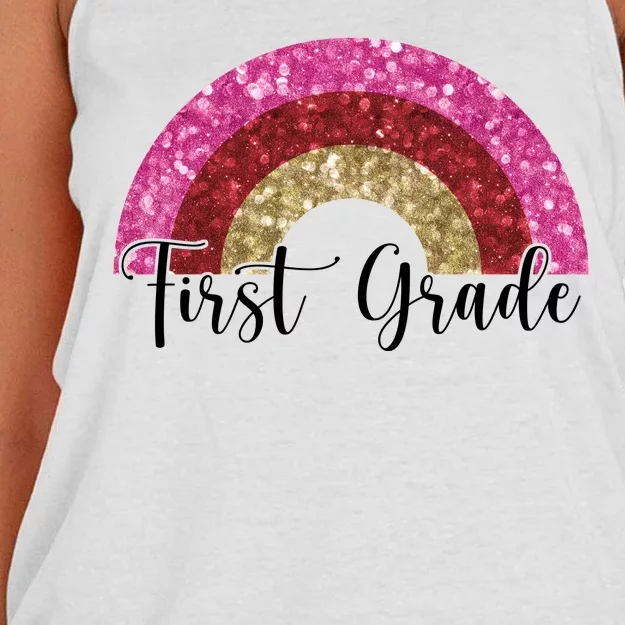 First Grade Cute Rainbow Back To School Women's Knotted Racerback Tank