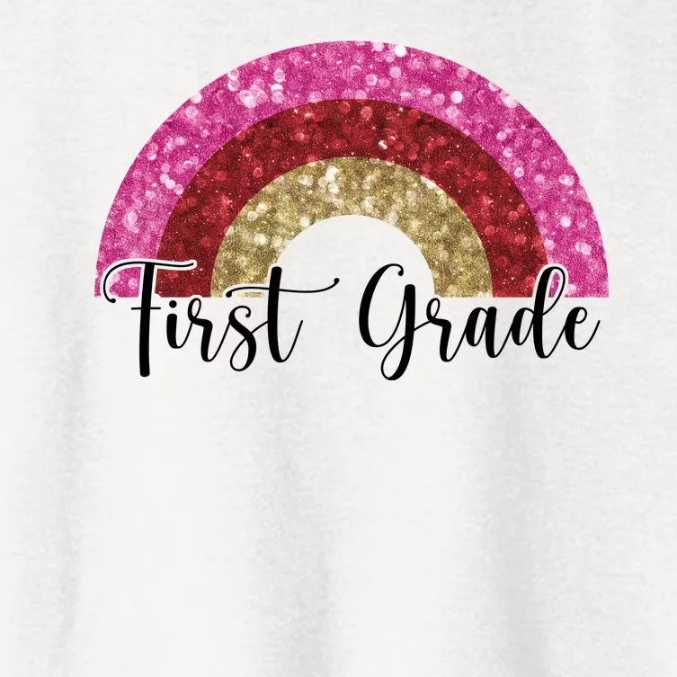 First Grade Cute Rainbow Back To School Women's Crop Top Tee