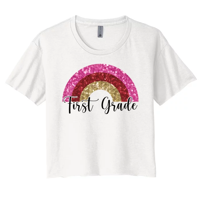 First Grade Cute Rainbow Back To School Women's Crop Top Tee