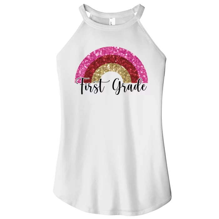 First Grade Cute Rainbow Back To School Women’s Perfect Tri Rocker Tank