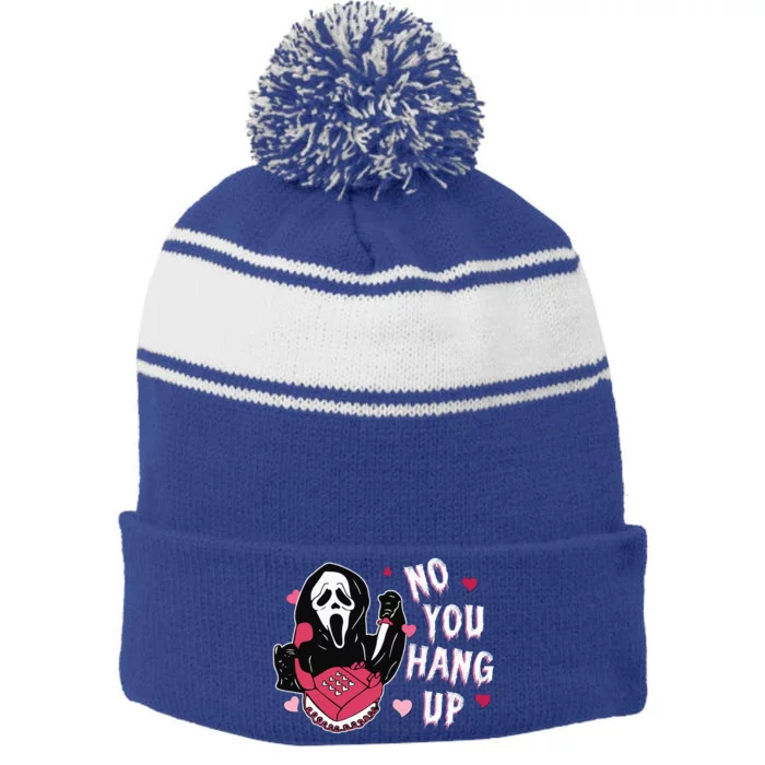 Funny Ghost Calling Halloween Costume NoYou Hang Up Stripe Pom Pom Beanie