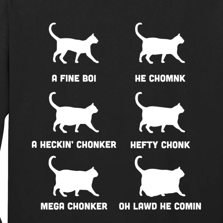 Funny Gift Cats Meme Chonk Cat Chart Long Sleeve Shirt