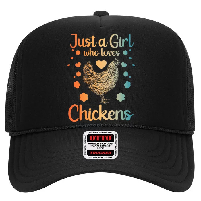 Funny Girl Chicken Design For Women Mom Chicken Lover High Crown Mesh Trucker Hat