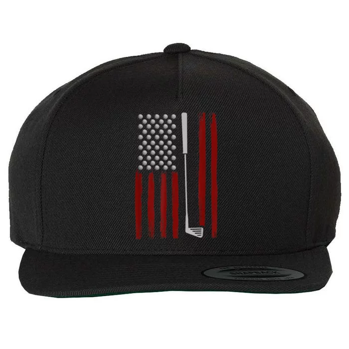 Funny Golf Club Retro American Flag Golf Gift For Golfer Gift Wool Snapback Cap