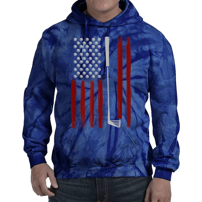 Funny Golf Club Retro American Flag Golf Gift For Golfer Gift Tie Dye Hoodie