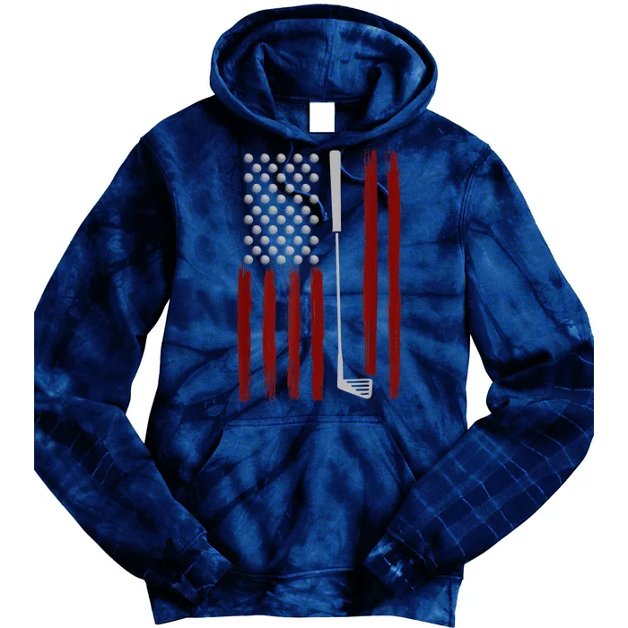 Funny Golf Club Retro American Flag Golf Gift For Golfer Gift Tie Dye Hoodie