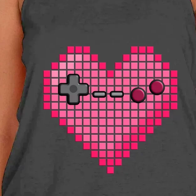 Funny Gaming Cute Heart Gift For Gamer Women's Knotted Racerback Tank