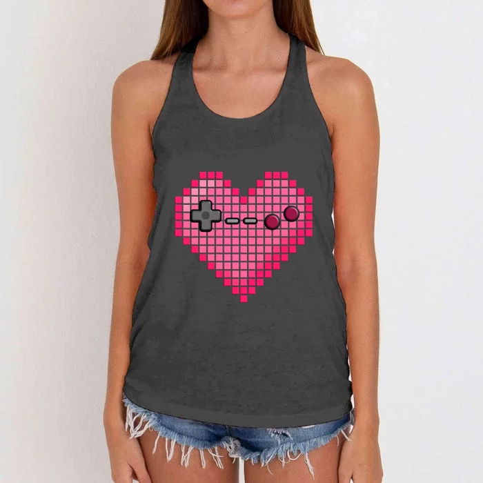 Funny Gaming Cute Heart Gift For Gamer Women's Knotted Racerback Tank