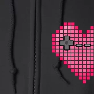 Funny Gaming Cute Heart Gift For Gamer Full Zip Hoodie