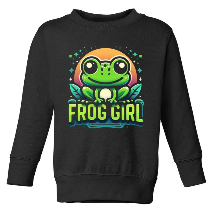 Frog Girl Cute Kawaii Anime Aesthetic Family Ambhibian Lover Toddler Sweatshirt