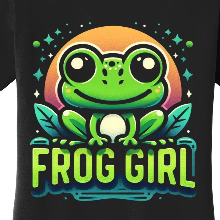 Frog Girl Cute Kawaii Anime Aesthetic Family Ambhibian Lover Women's T-Shirt