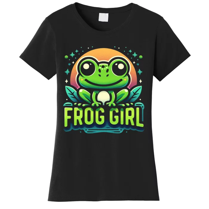 Frog Girl Cute Kawaii Anime Aesthetic Family Ambhibian Lover Women's T-Shirt