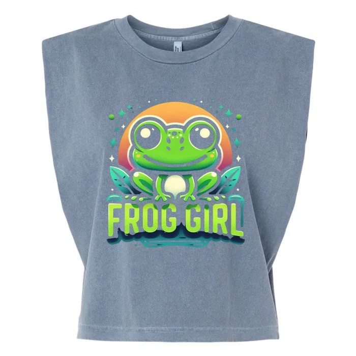 Frog Girl Cute Kawaii Anime Aesthetic Family Ambhibian Lover Garment-Dyed Women's Muscle Tee