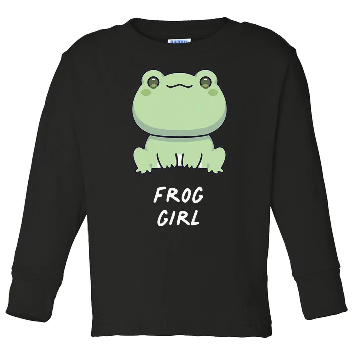 Frog Girl Cute Kawaii Anime Aesthetic Family Ambhibian Lover Toddler Long Sleeve Shirt