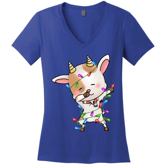 Funny Goat Christmas Dabbing Great Gift Women's V-Neck T-Shirt