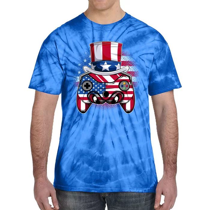 Funny Gamerica Controller And Uncle Sam Hat Gamer 4th Of July Gift Tie-Dye T-Shirt