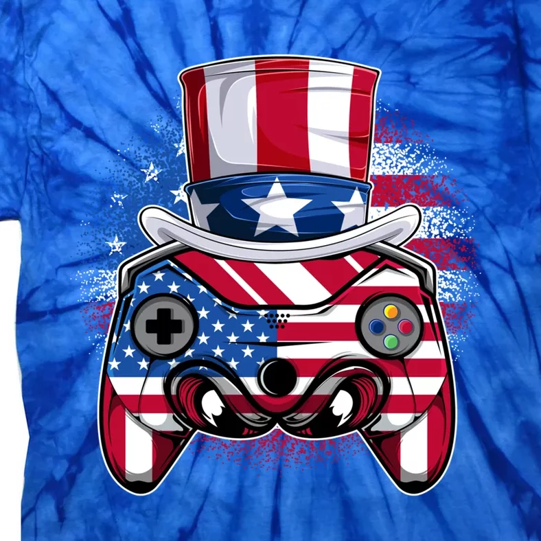 Funny Gamerica Controller And Uncle Sam Hat Gamer 4th Of July Gift Tie-Dye T-Shirt