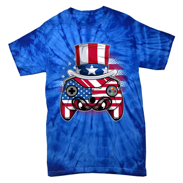 Funny Gamerica Controller And Uncle Sam Hat Gamer 4th Of July Gift Tie-Dye T-Shirt