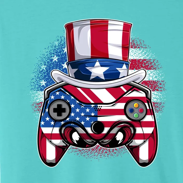 Funny Gamerica Controller And Uncle Sam Hat Gamer 4th Of July Gift ChromaSoft Performance T-Shirt