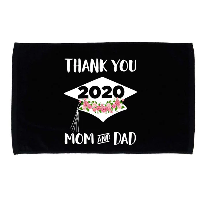 Floral Graduation Cap Thank You Mom And Dad Pink Roses Gift Microfiber Hand Towel