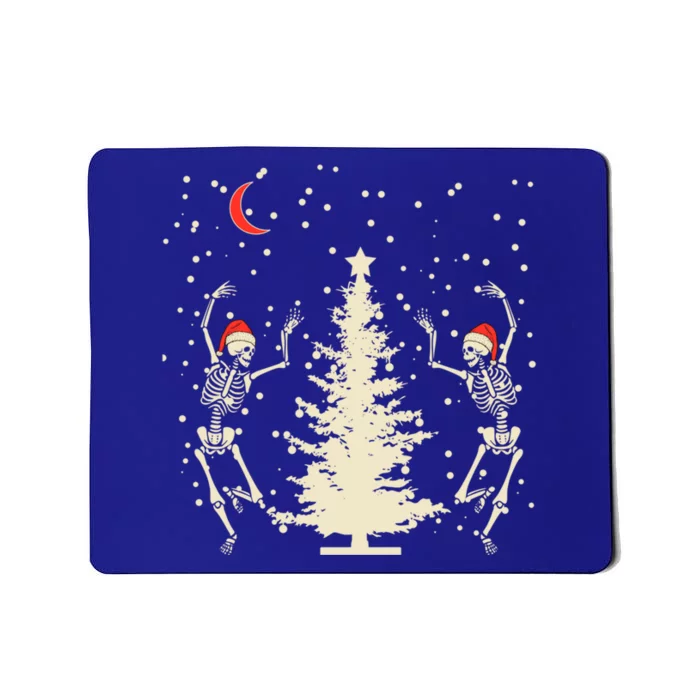 Funny Goth Christmas Dancing Skeletons Gift Mousepad