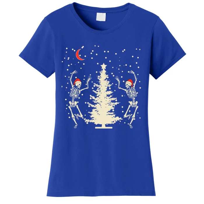 Funny Goth Christmas Dancing Skeletons Gift Women's T-Shirt