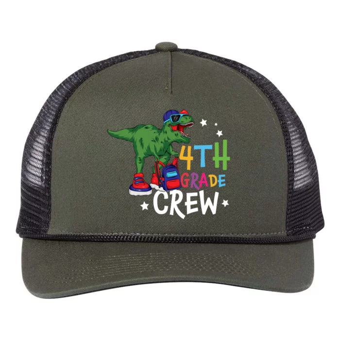 Fourth Grade Crew T Rex Cute 4Th Grade Gift Retro Rope Trucker Hat Cap