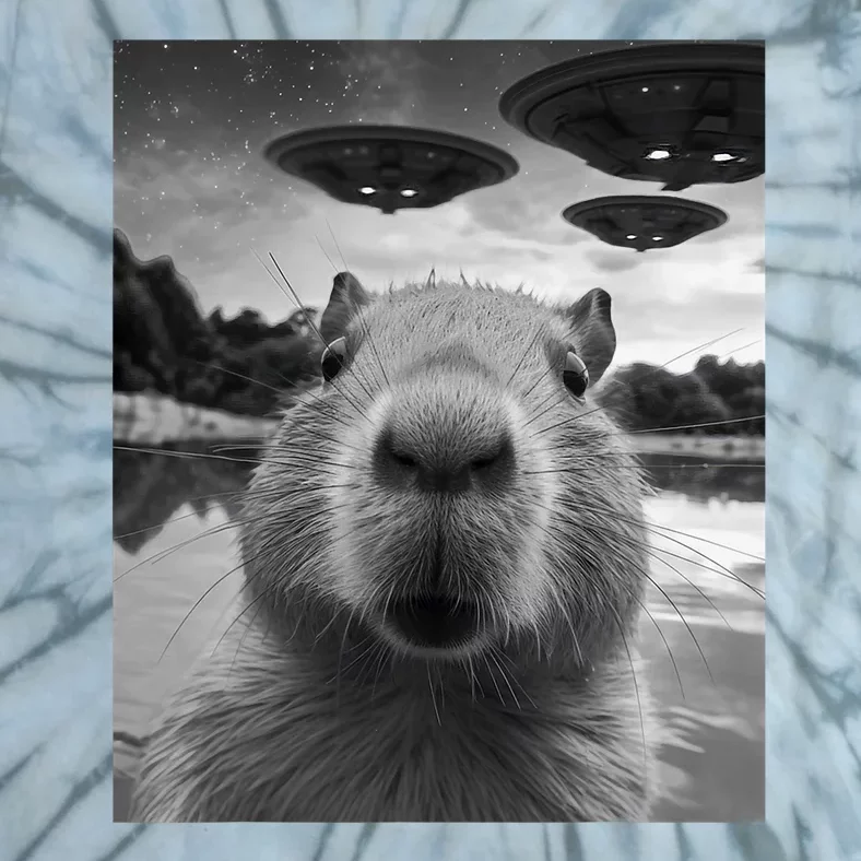 Funny Graphic Capybara Selfie With Ufos Weird Tie-Dye T-Shirt