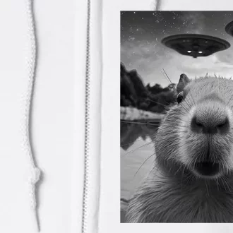 Funny Graphic Capybara Selfie With Ufos Weird Full Zip Hoodie