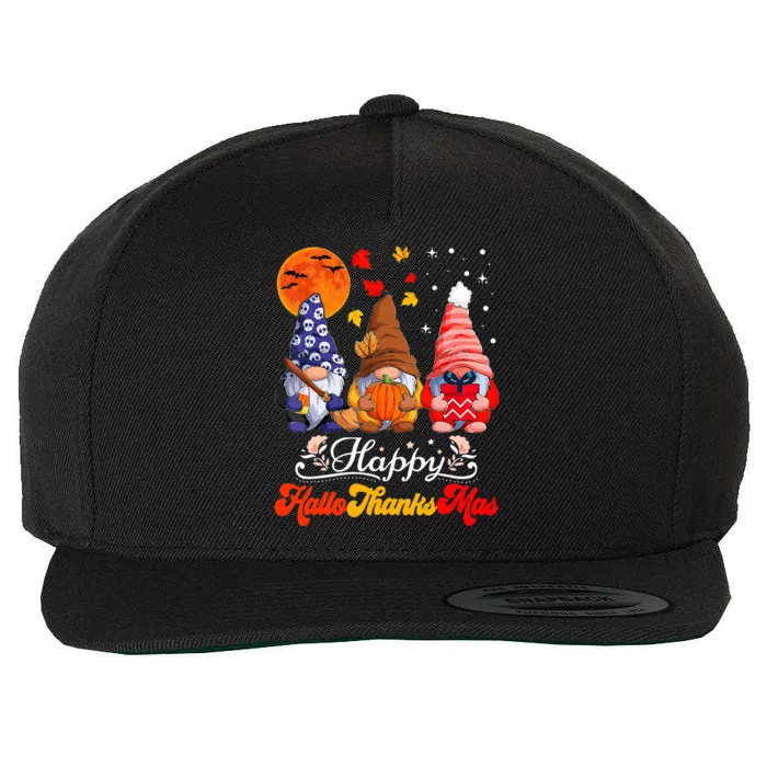 Festive Gnomes Celebrating Hallothanksmas Wool Snapback Cap